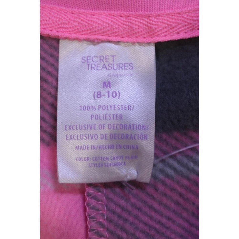 Secret Treasures Pink Gray Plaid Fleece Pajamas Size Medium 8 10 VTG Footless 1 - Picture 10 of 11